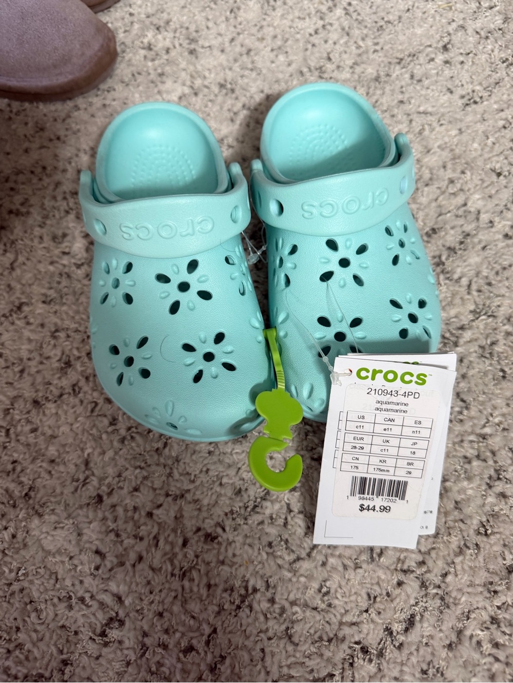 CROCS Kids' Floral Classic Clog - Aquamarine